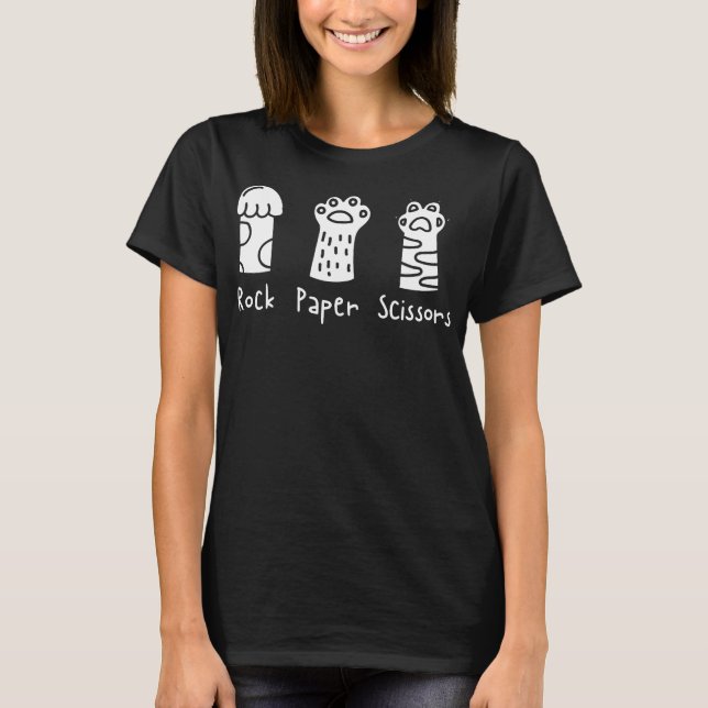 Sten Pappra saxar Hand Game Cat Tassar Cat Lover T Shirt (Framsida)