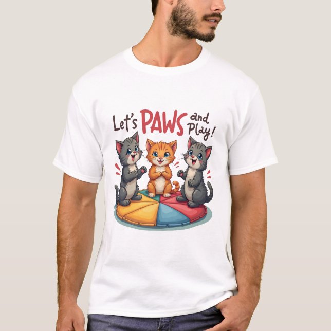 Sten Pappra saxar Hand Game Cute Tass Funny Cat T T Shirt (Framsida)