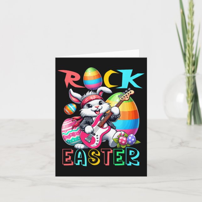 Sten Påsk Costume Bunny som spelar Guitar Guitaris Kort (Framsida)