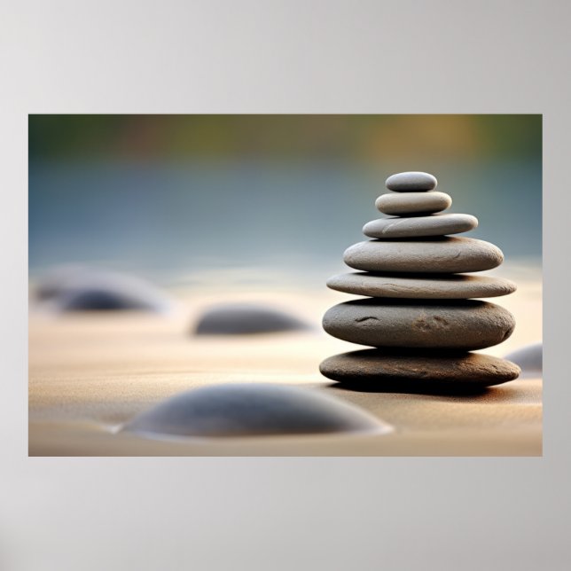 Sten Pebble Sand Tranquil fredlig Poster (Framsidan)