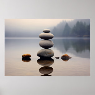 Sten Pebble Vatten Tranquil fredlig Poster