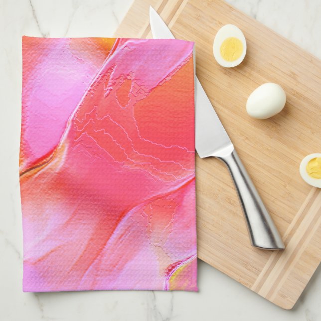 Sten polerat i rosa och orange kökshandduk (Vikt i Fjärdedel)