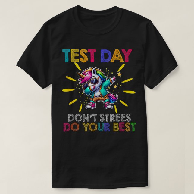 Sten, provningsdag för Unicorn Dabbing Tes T Shirt (Design framsida)
