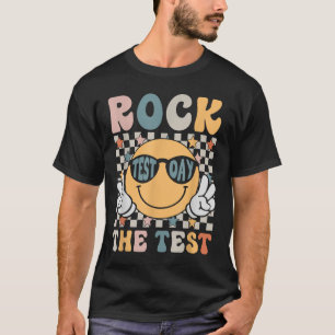 Sten provningsdagen för retro Smile Ansikte-lärare T Shirt