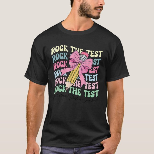 Sten Provningsdagen Stressa inte pennanteckningsda T Shirt (Framsida)