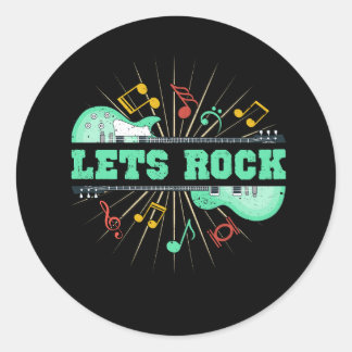 Sten Retro Music Rock and roll Guitar Note M Runt Klistermärke