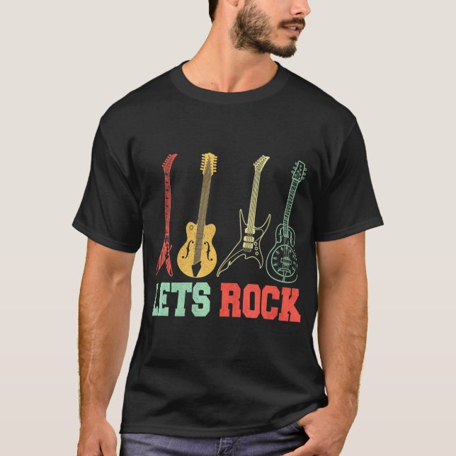 Sten Rock N Roll Guitar Retro T Shirt (Framsida)
