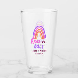 Sten & roll bröllop lägger till ett par namn-refle glaskopp