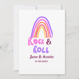 Sten & roll bröllop lägger till ett par namn-refle inbjudningar