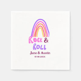 Sten & roll bröllop lägger till ett par namn-refle pappersservett