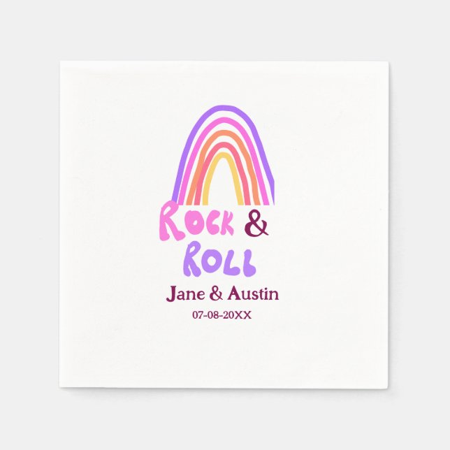 Sten & roll bröllop lägger till ett par namn-refle pappersservett (Framsidan)