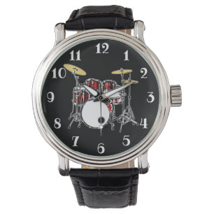 Sten & Roll Drum Kit Drummer Musician Drumming Armbandsur