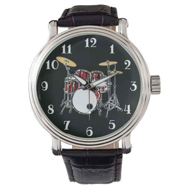 Sten & Roll Drum Kit Drummer Musician Drumming Armbandsur (Framsida)