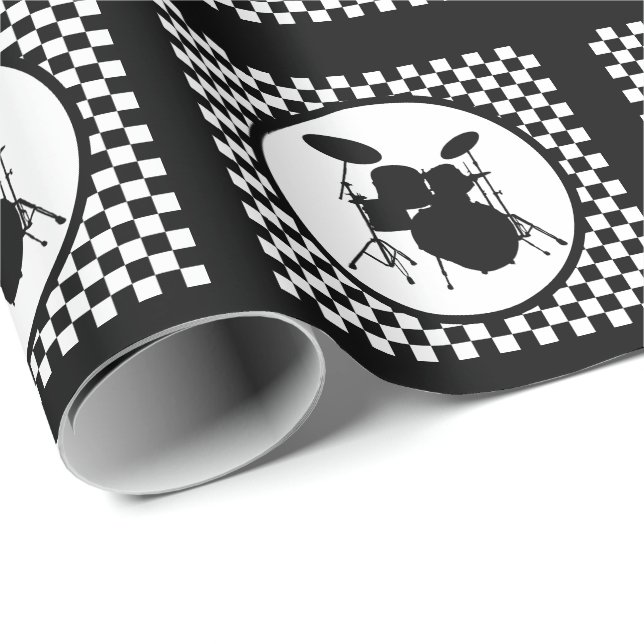 Sten & Roll Drummer Rocker Drum Kit Musician Gift Presentpapper (Rullad Hörn)