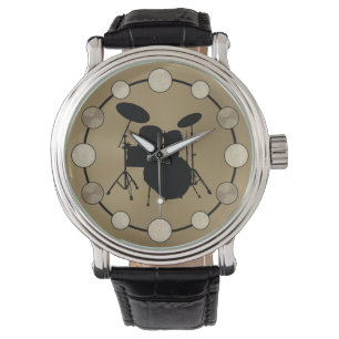 Sten & Roll Drummer Snare Drum Kit Cymbal Musician Armbandsur