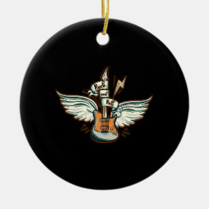 Sten & Roll Guitar Vingar Music Julgransprydnad Keramik