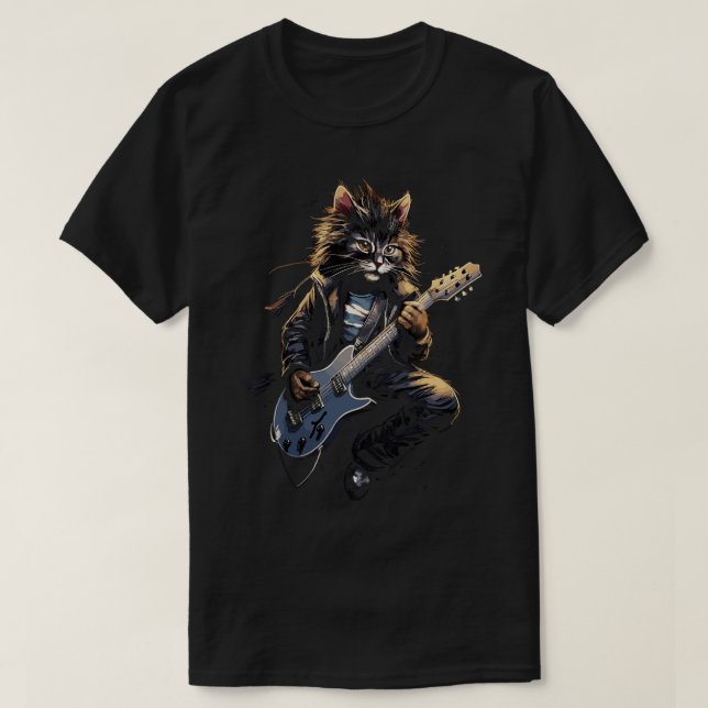 Sten Roll Music Cont Festival Cat Sten Guitar T Shirt (Design framsida)
