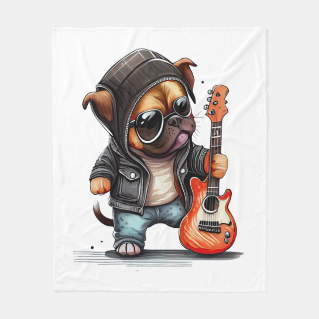 Sten Roll Puppy Hund (tre) Fleecefilt (Framsidan)