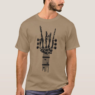 Sten & Roll Skeleton Design Guitar Music Älskare  T Shirt