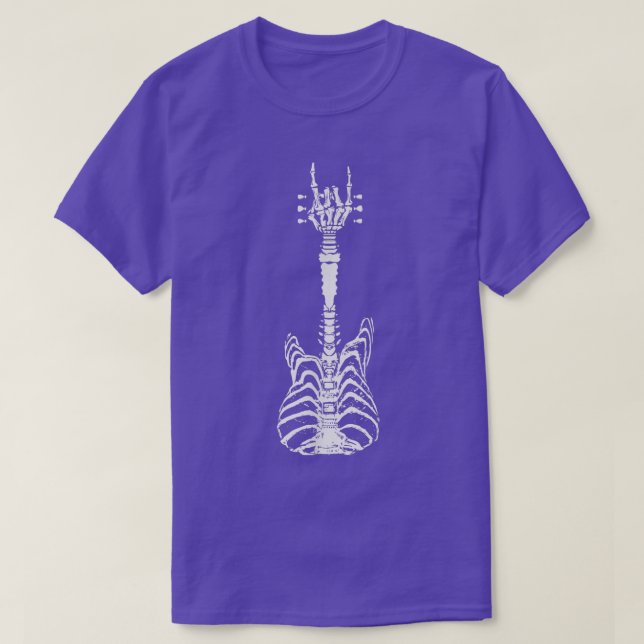 Sten & Roll Skeleton Guitar Music Älskare Funny Ha T Shirt (Design framsida)