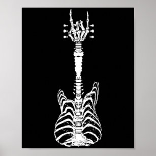 Sten & Roll Skeleton Guitar Music Älskare Gift Poster
