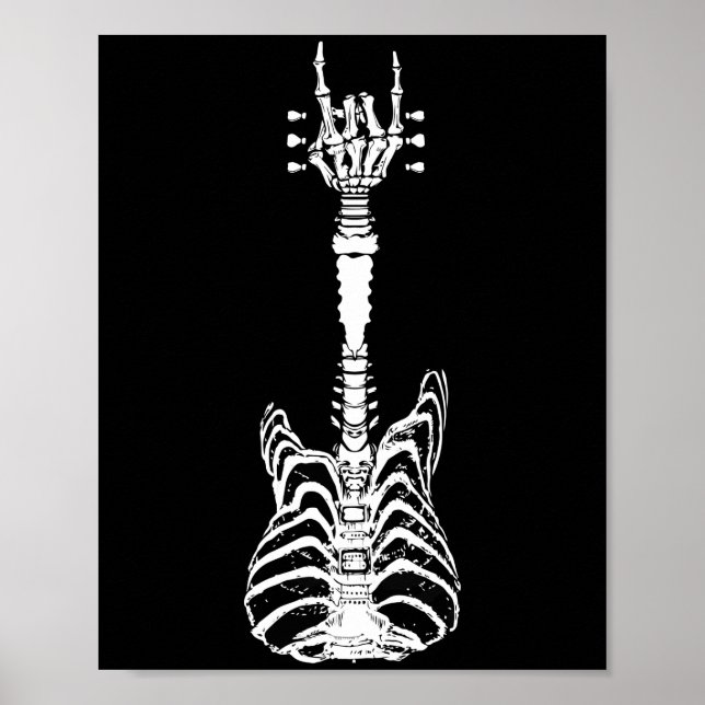 Sten & Roll Skeleton Guitar Music Älskare Gift Poster (Framsidan)