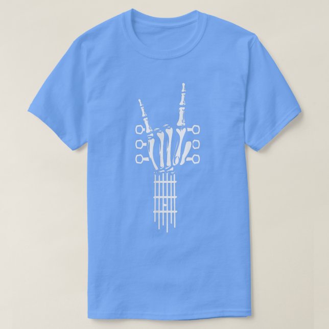 Sten & Roll Skeleton Guitar Music Älskare Gift T Shirt (Design framsida)