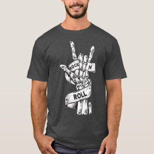 Sten & Roll Skeleton Guitar Music Älskare Rockstar T Shirt