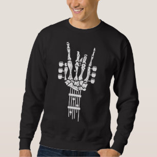 Sten & Roll Skeleton Guitar Music Lång Ärmad Tröja