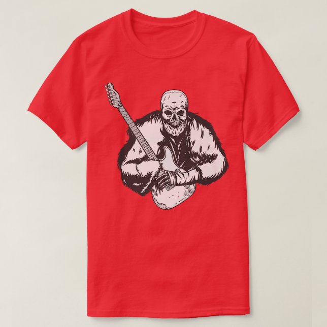 Sten & Roll Skeleton Guitar Player Figurine Music T Shirt (Design framsida)