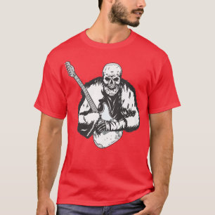 Sten & Roll Skeleton Guitar Player Figurine Music T Shirt