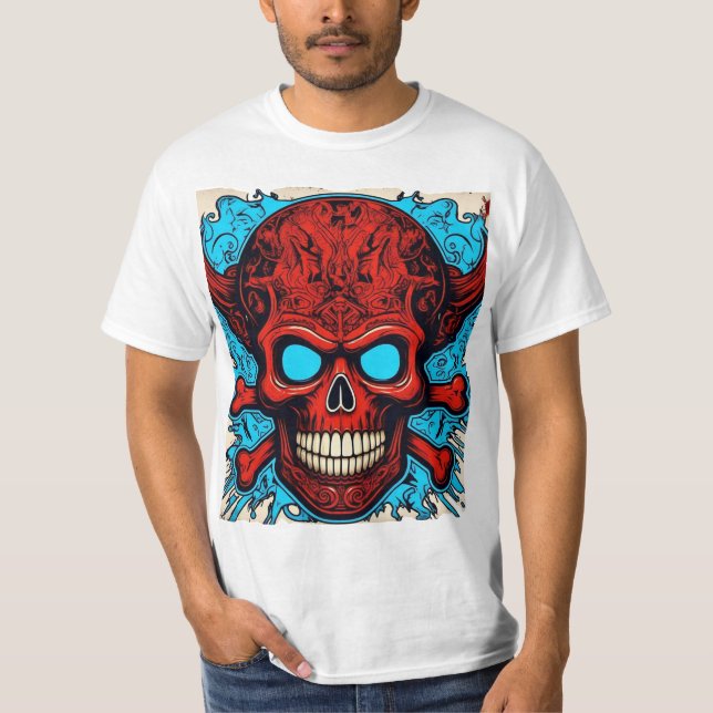 Sten & Roll Skull - tidslös Rebel Spirit 👕 T Shirt (Framsida)