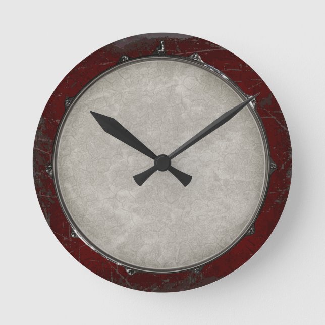 Sten & Roll Snare Drum Heavy Metall Drummer Music Rund Klocka (Framsida)