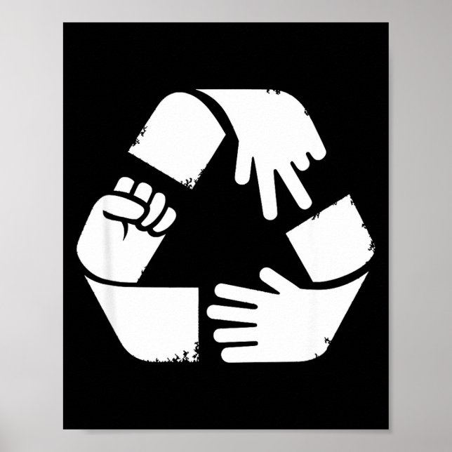 Sten sax påse återvinningssymbol rolig hand poster (Framsidan)