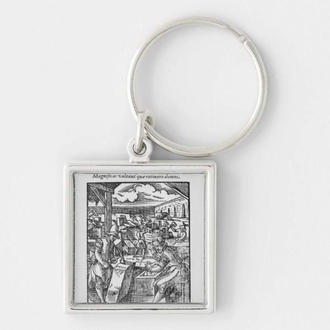 Sten-skäraren Fyrkantig Silverfärgad Nyckelring (Framsidan)