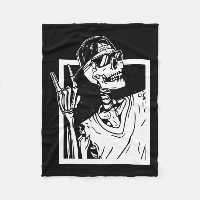 Sten Skeleton Hand Halloween Costume Funny Rocker Fleecefilt (Framsidan)