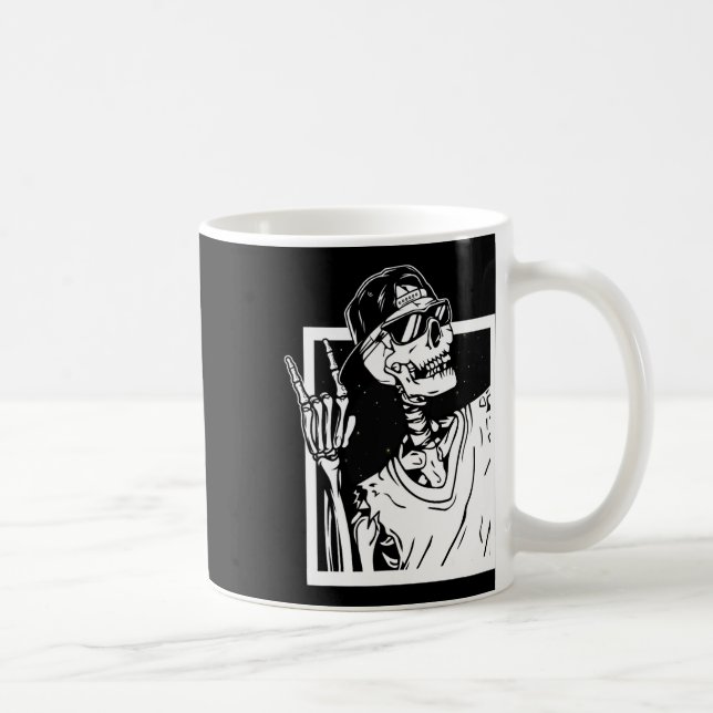 Sten Skeleton Hand Halloween Costume Funny Rocker Kaffemugg (Höger)
