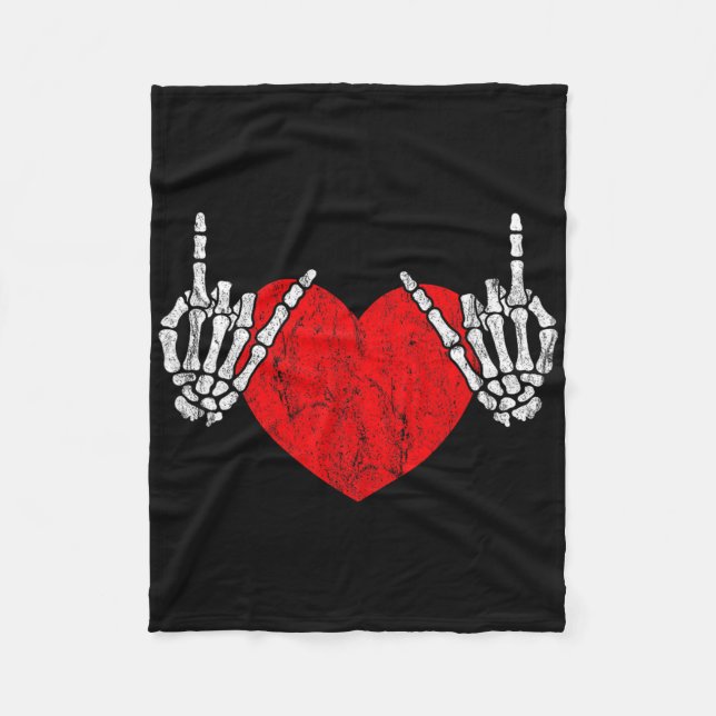 Sten Skeleton Hand Heart Rock and roll Fleecefilt (Framsidan)