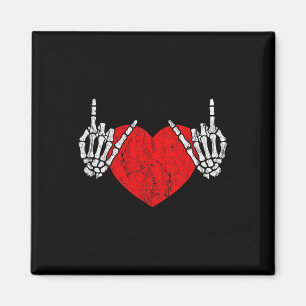 Sten Skeleton Hand Heart Rock and roll Magnet