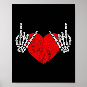 Sten Skeleton Hand Heart Rock and roll Poster