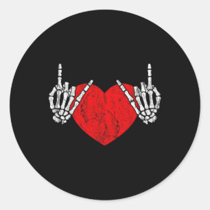 Sten Skeleton Hand Heart Rock and roll Runt Klistermärke