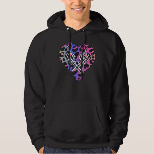 Sten Skeleton Hand Leopard Watercolor Heart Hall Hoodie