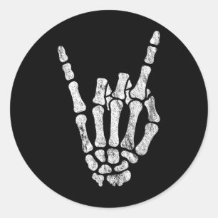 Sten Skeleton Hand Rock N Roll Metall Distress Ha Runt Klistermärke