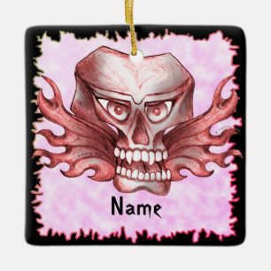 Sten Skull-Biker Julgransprydnad Keramik