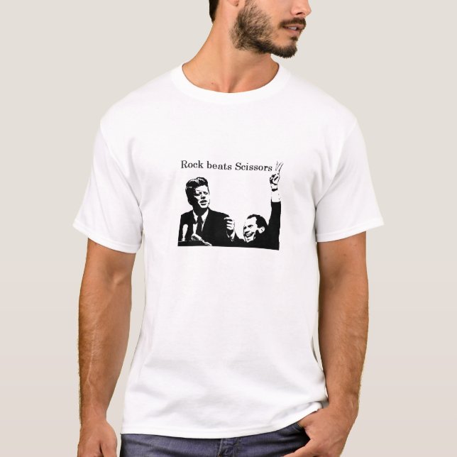 Sten slår sax JFK/Nixon T-shirt (Framsida)
