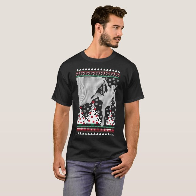 Sten som klättrar ful jultröjahelgdag t shirt (Hel framsida)