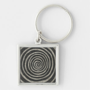 Sten - Spiral Fyrkantig Silverfärgad Nyckelring