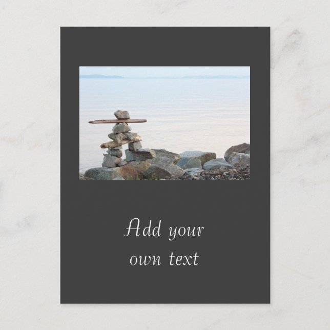 Sten stacking konst vid stranden. Foto av Hao zhan Vykort (Framsida)