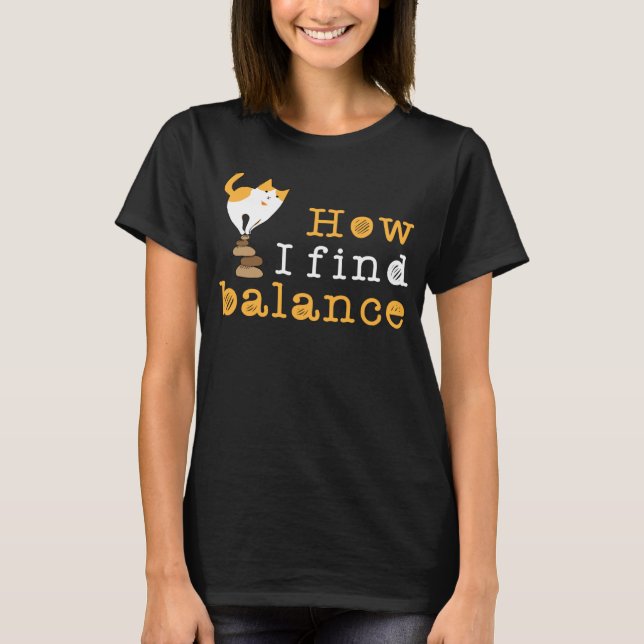 Sten Stapling Zen Kattunge Sten Balansering Katt T Shirt (Framsida)