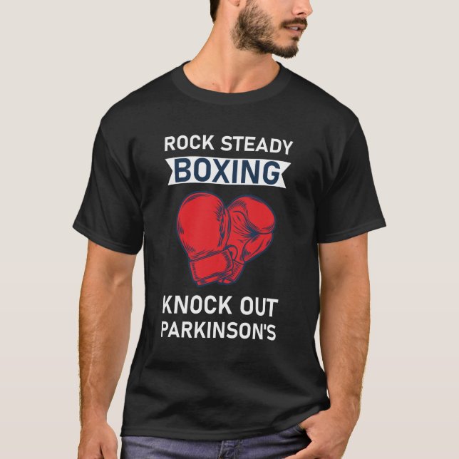 Sten Steady Boxing Knock ut Parkinsons T Shirt (Framsida)